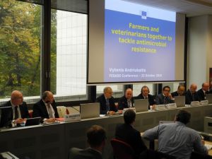 EU-Kommissar Andriukaitis und Minister Etgen mit den anderen Panelteilnehmern